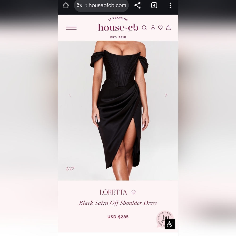 House Of CB Loretta Black Dress Size Small